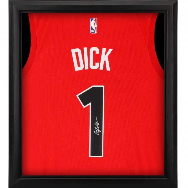 Gradey Dick Toronto Raptors Autographed Fanatics Authentic Framed Nike Red Icon Swingman Jersey Shadowbox