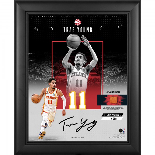 Trae Young Atlanta Hawks Facsimile Signature Fanatics Authentic Framed 11 x 14 Impact Collage with a Piece of Team-Used Basketball - Limited Edition of 250