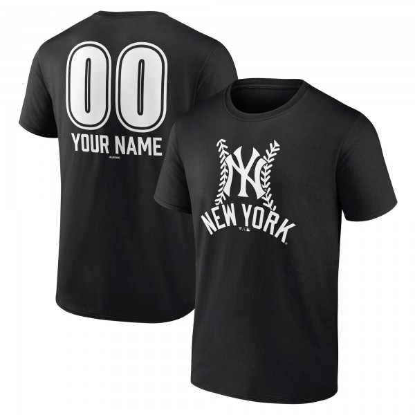 New York Yankees Black Personalized Name & Number Fastball T-Shirt