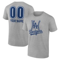 Los Angeles Dodgers Heather Gray Personalized Name & Number Fastball T-Shirt
