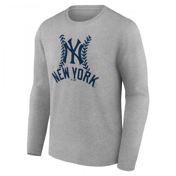 New York Yankees Gray Personalized Name & Number Fastball Long Sleeve T-Shirt