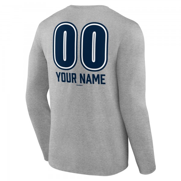New York Yankees Gray Personalized Name & Number Fastball Long Sleeve T-Shirt