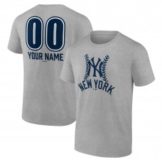 New York Yankees Heather Gray Personalized Name & Number Fastball T-Shirt