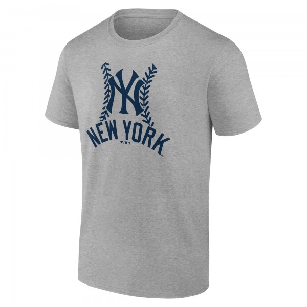 New York Yankees Heather Gray Personalized Name & Number Fastball T-Shirt