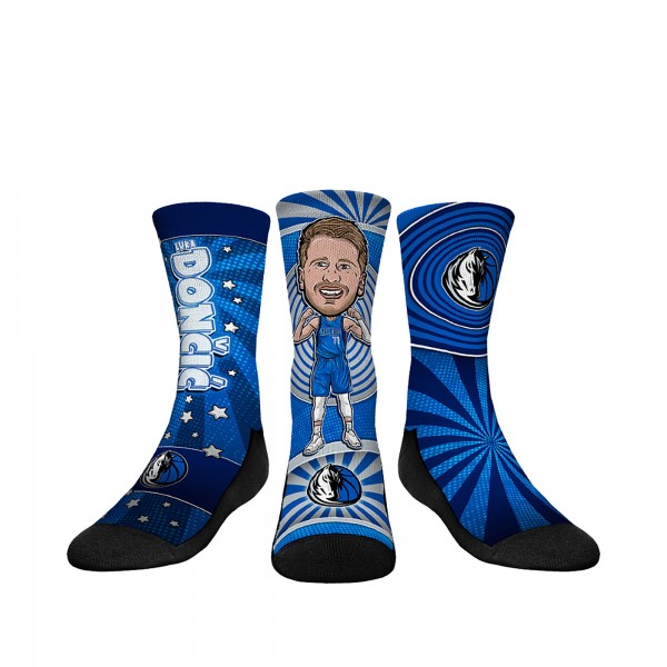 Три пары носков Luka Dončić Dallas Mavericks Rock Em Socks Youth Bobblehead Crew