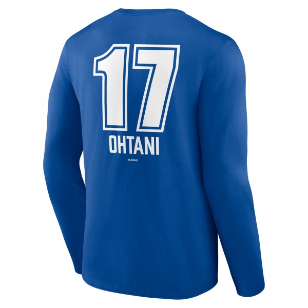 Los Angeles Dodgers Shohei Ohtani Royal Fastball Player Name & Number Long Sleeve T-Shirt