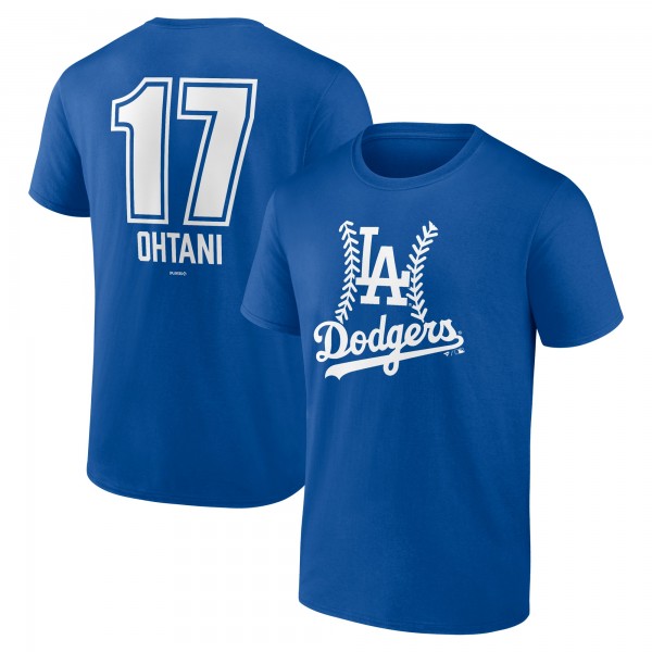 Los Angeles Dodgers Shohei Ohtani Royal Fastball Player Name & Number T-Shirt