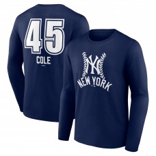 New York Yankees Gerrit Cole Navy Fastball Player Name & Number Long Sleeve T-Shirt