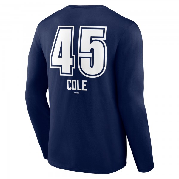 New York Yankees Gerrit Cole Navy Fastball Player Name & Number Long Sleeve T-Shirt