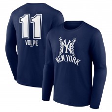 New York Yankees Anthony Volpe Navy Fastball Player Name & Number Long Sleeve T-Shirt