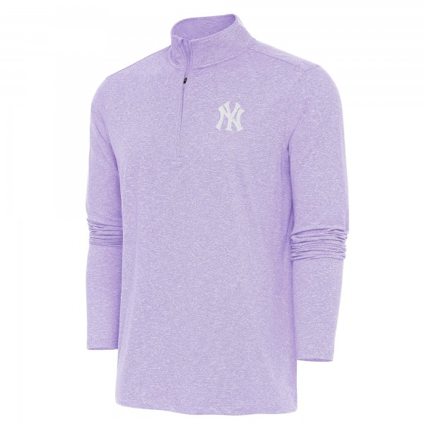 New York Yankees Antigua Lavender Hunk Quarter-Zip Top