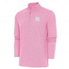 New York Yankees Antigua Pink Hunk Quarter-Zip Top