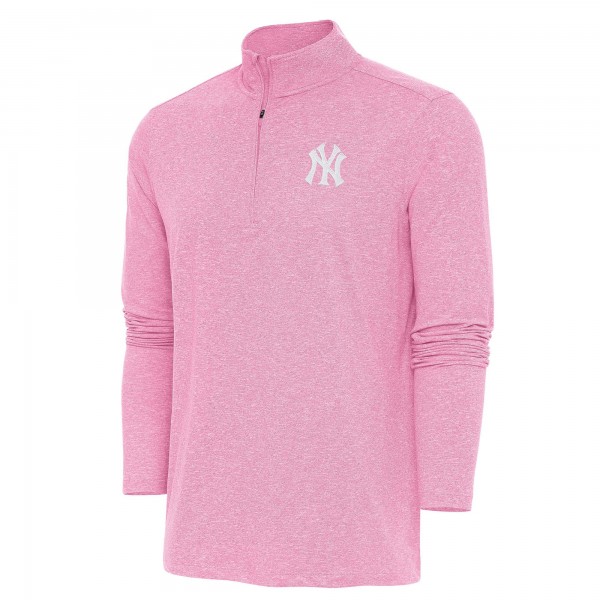 New York Yankees Antigua Pink Hunk Quarter-Zip Top
