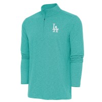 Los Angeles Dodgers Antigua Heather Aqua Hunk Quarter-Zip Top
