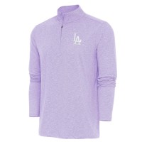 Los Angeles Dodgers Antigua Lavender Hunk Quarter-Zip Top