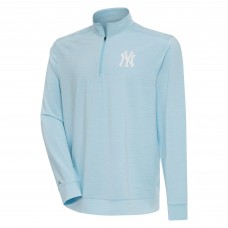 New York Yankees Antigua Powder Blue Bright Quarter-Zip Pullover Top