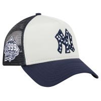Бейсболка New York Yankees New Era White/Navy Checkered Flag A-Frame Trucker 9FORTY