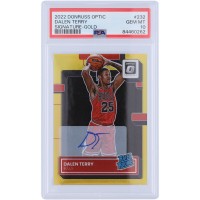 Dalen Terry Chicago Bulls Autographed 2022-23 Panini Donruss Optic Rated Rookie Gold Prizm #232 #2/10 PSA Authenticated 10 Rookie Card