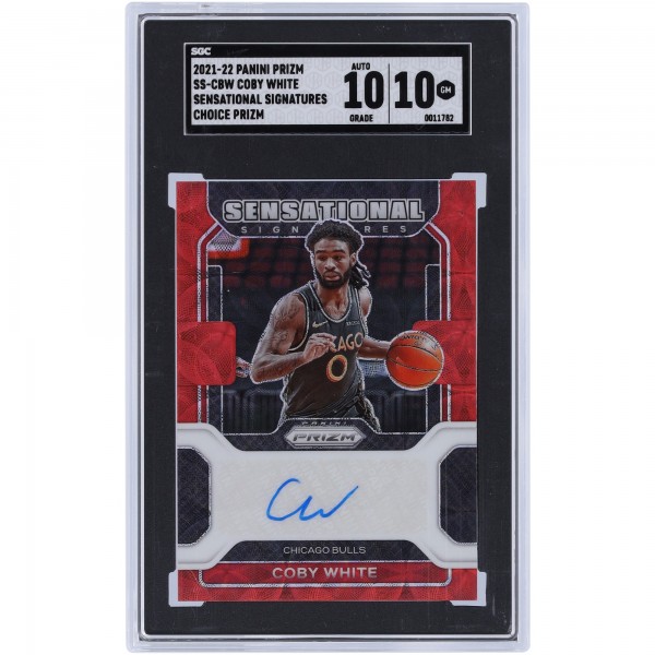 Coby White Chicago Bulls Autographed 2021-22 Panini Prizm Red Choice Prizm #SS-CBW SGC Authenticated 10/10 Card