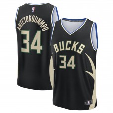 Джерси Milwaukee Bucks Giannis Antetokounmpo Fanatics Black Fast Break Replica Player - Statement Edition