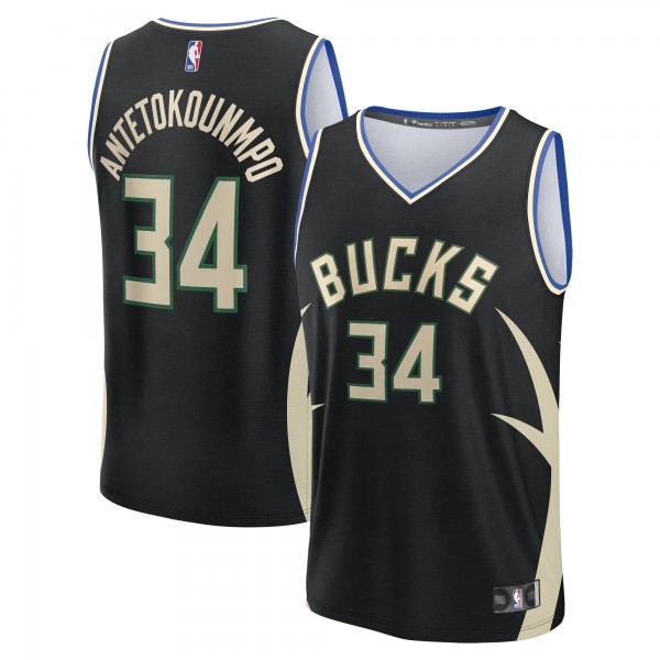 Джерси Milwaukee Bucks Giannis Antetokounmpo Fanatics Black Fast Break Replica Player - Statement Edition
