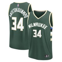 Подростковая Milwaukee Bucks Giannis Antetokounmpo Fanatics Hunter Green Fast Break Replica Player Jersey - Icon Edition