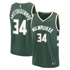 Подростковая Milwaukee Bucks Giannis Antetokounmpo Fanatics Hunter Green Fast Break Replica Player Jersey - Icon Edition