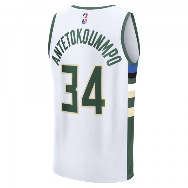 Подростковая Milwaukee Bucks Giannis Antetokounmpo Fanatics White Fast Break Replica Player Jersey - Association Edition