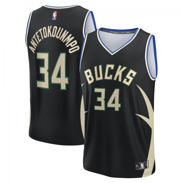 Подростковая Milwaukee Bucks Giannis Antetokounmpo Fanatics Black Fast Break Replica Player Jersey - Statement Edition