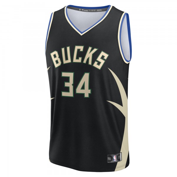 Подростковая Milwaukee Bucks Giannis Antetokounmpo Fanatics Black Fast Break Replica Player Jersey - Statement Edition