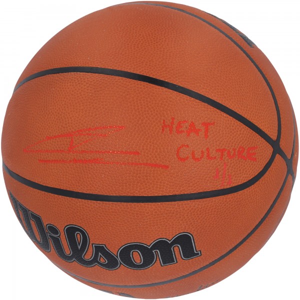 Мяч Tyler Herro Miami Heat Autographed Authentic Wilson NBA Official Game with Heat Culture Inscription - Limited Edition #1/1 - Signed in Red
