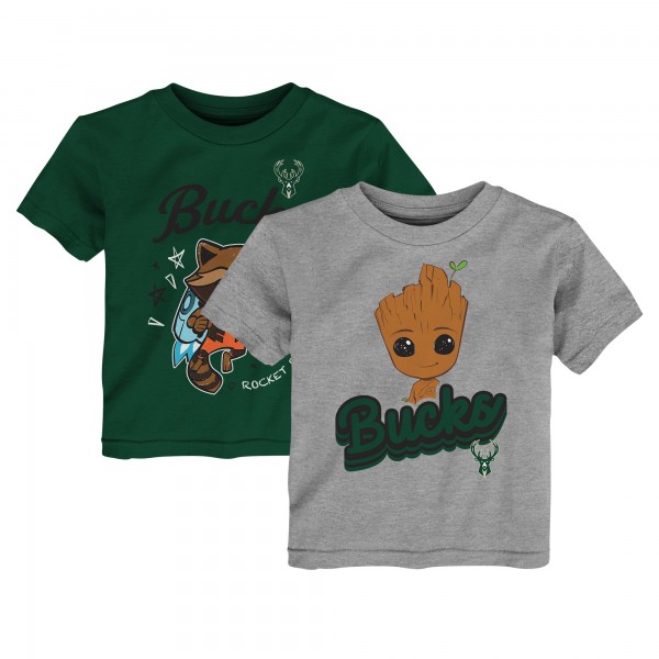 Toddler Milwaukee Bucks Heather Gray Two-Piece Guardians Of The Galaxy T-Shirt Set
