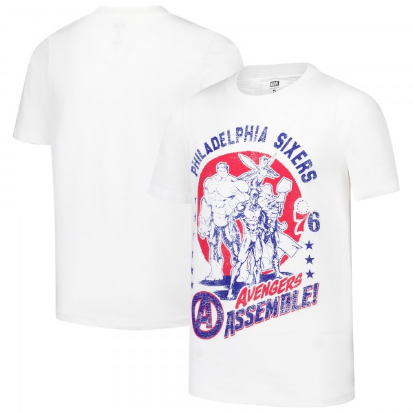 Подростковая Philadelphia 76ers White NBA x Marvel Avengers Squad T-Shirt