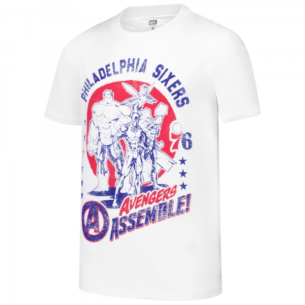 Подростковая Philadelphia 76ers White NBA x Marvel Avengers Squad T-Shirt