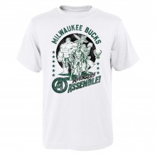 Подростковая Milwaukee Bucks White NBA x Marvel Avengers Squad T-Shirt