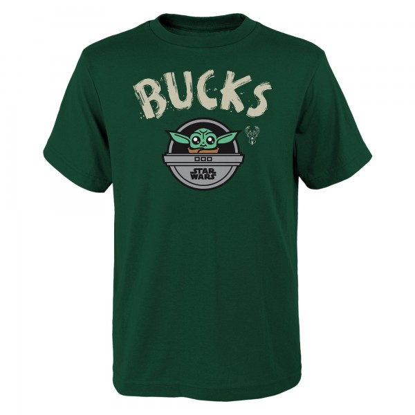 Подростковая Milwaukee Bucks Hunter Green Star Wars The Child T-Shirt