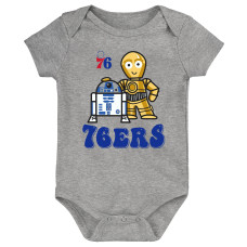 Детская Philadelphia 76ers Heather Gray Star Wars R2-D2 & C-3PO Best Buds Bodysuit