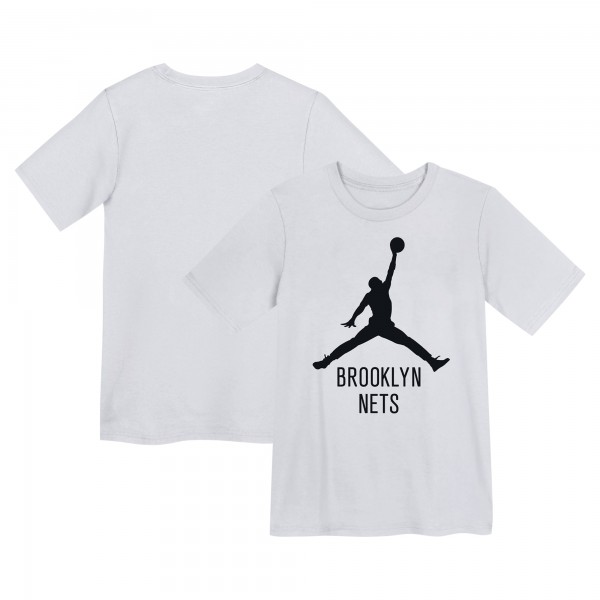 Preschool Brooklyn Nets Jordan Brand White Essential Jumpman T-Shirt