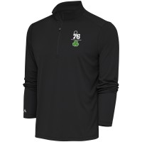 Philadelphia 76ers Antigua Charcoal Shamrock Tribute Quarter-Zip Pullover Top