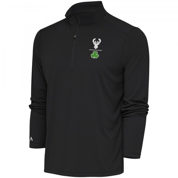 Кофта на короткой молнии Milwaukee Bucks Antigua Shamrock Tribute - Charcoal