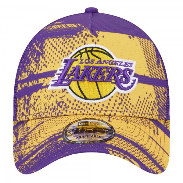 Бейсболка Los Angeles Lakers New Era Tip Off A-Frame Trucker 9FORTY - Purple/Gold