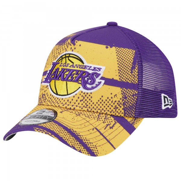 Бейсболка Los Angeles Lakers New Era Tip Off A-Frame Trucker 9FORTY - Purple/Gold