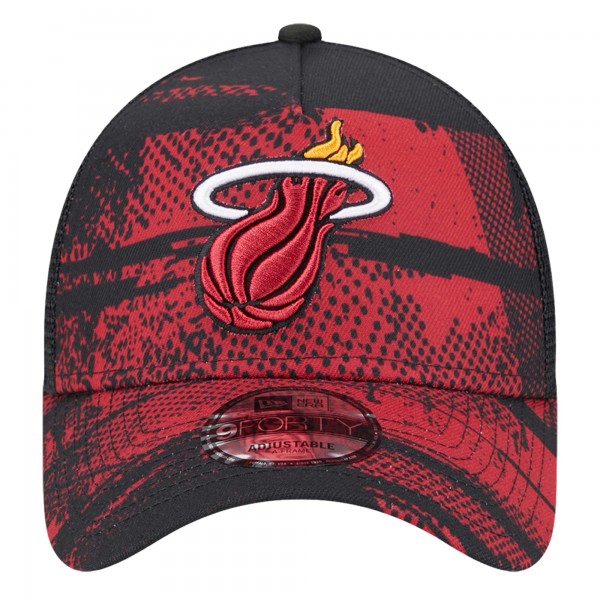 Бейсболка Miami Heat New Era Black/Red Tip Off A-Frame Trucker 9FORTY