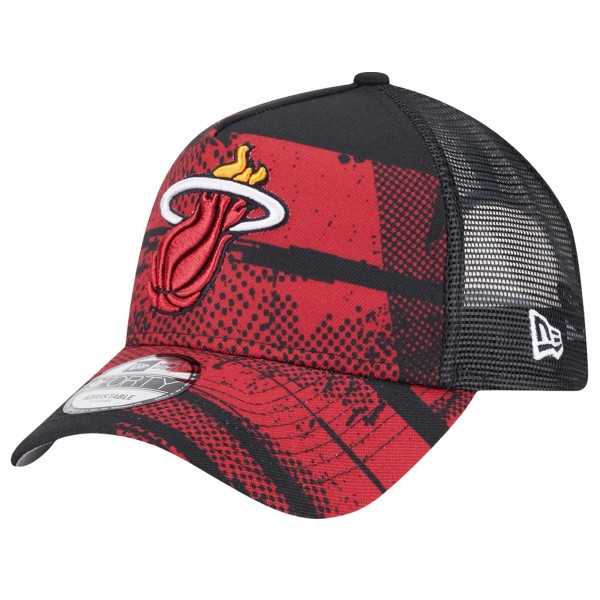 Бейсболка Miami Heat New Era Black/Red Tip Off A-Frame Trucker 9FORTY