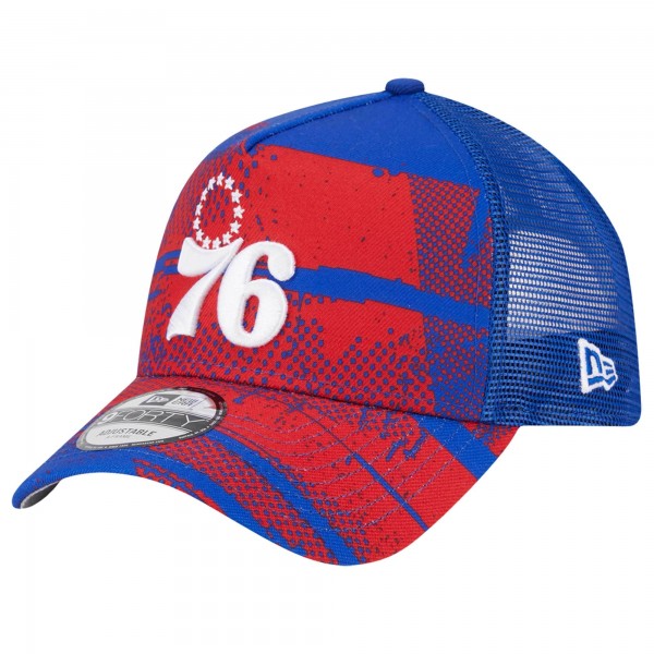 Бейсболка Philadelphia 76ers New Era Royal/Red Tip Off A-Frame Trucker 9FORTY