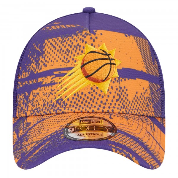 Бейсболка Phoenix Suns New Era Purple/Orange Tip Off A-Frame Trucker 9FORTY