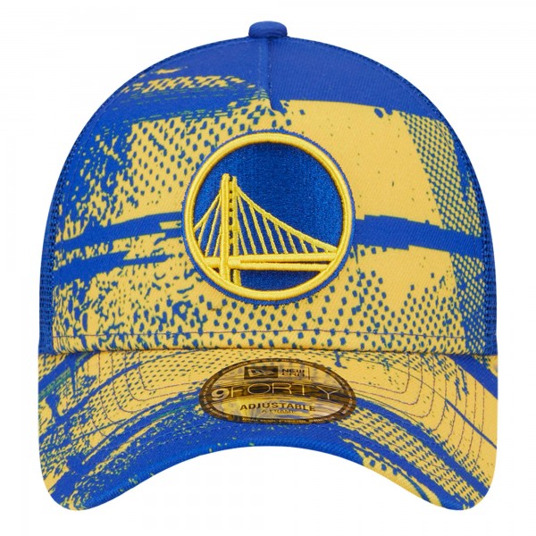 Бейсболка Golden State Warriors New Era Tip Off A-Frame Trucker 9FORTY - Royal/Gold