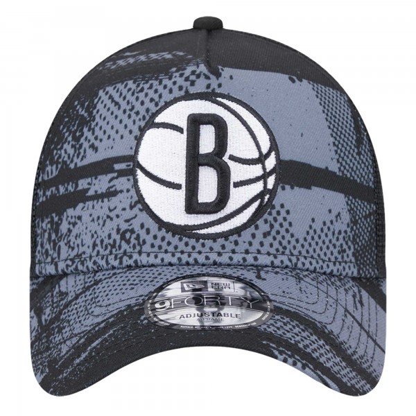 Бейсболка Brooklyn Nets New Era Tip Off A-Frame Trucker 9FORTY - Black/Charcoal