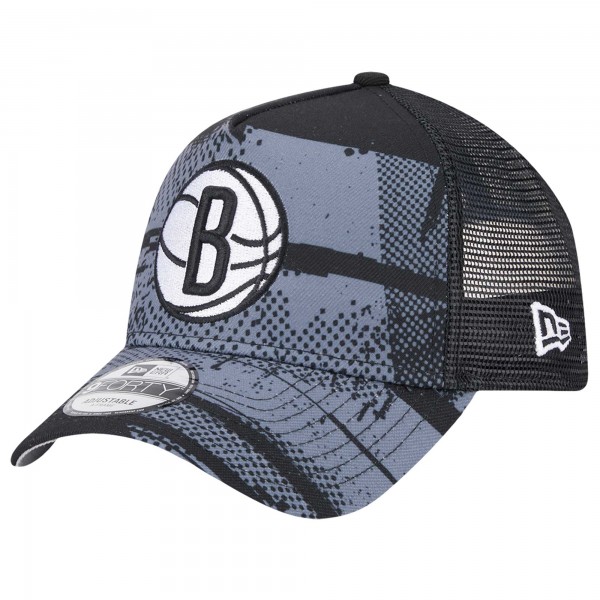 Бейсболка Brooklyn Nets New Era Tip Off A-Frame Trucker 9FORTY - Black/Charcoal
