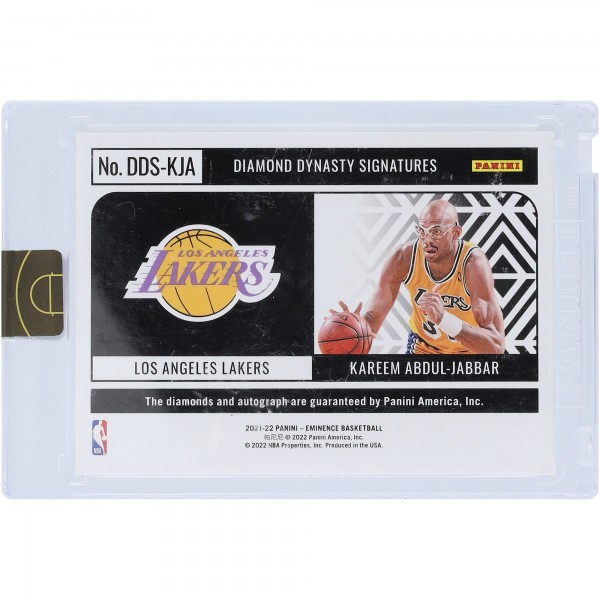 Kareem Abdul-Jabbar Los Angeles Lakers Autographed 2021-22 Panini Eminence Quad Diamond #DDS-KJA #10/10 Card